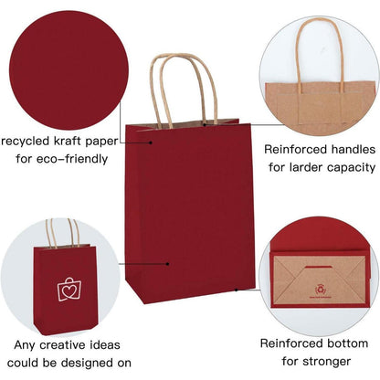 Kraftpapier Geschenktüten Rot 15x8x21 cm Set 25