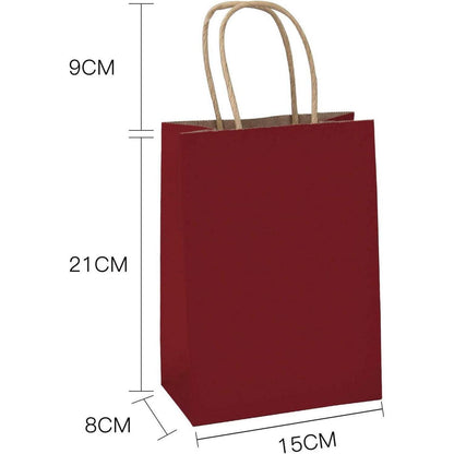 Kraftpapier Geschenktüten Rot 15x8x21 cm Set 25