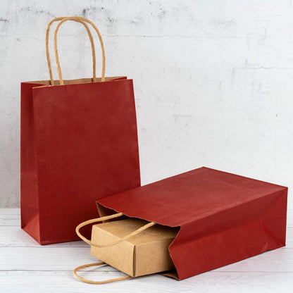 Kraftpapier Geschenktüten Rot 15x8x21 cm Set 25