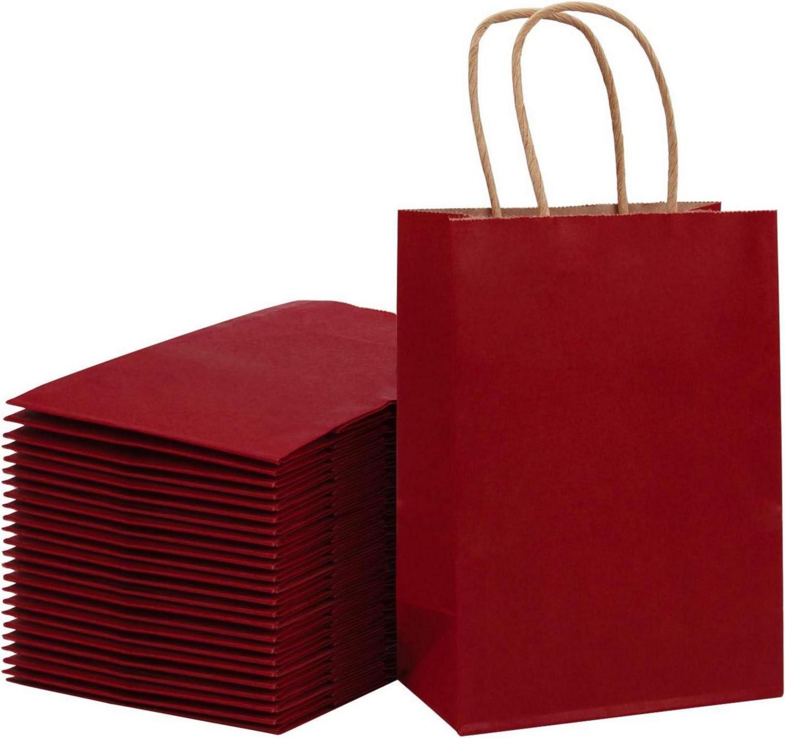 Papiertüten Kraft 15X8X21cm Rot Geschenktüten Hochzeit Geburtstag 25
