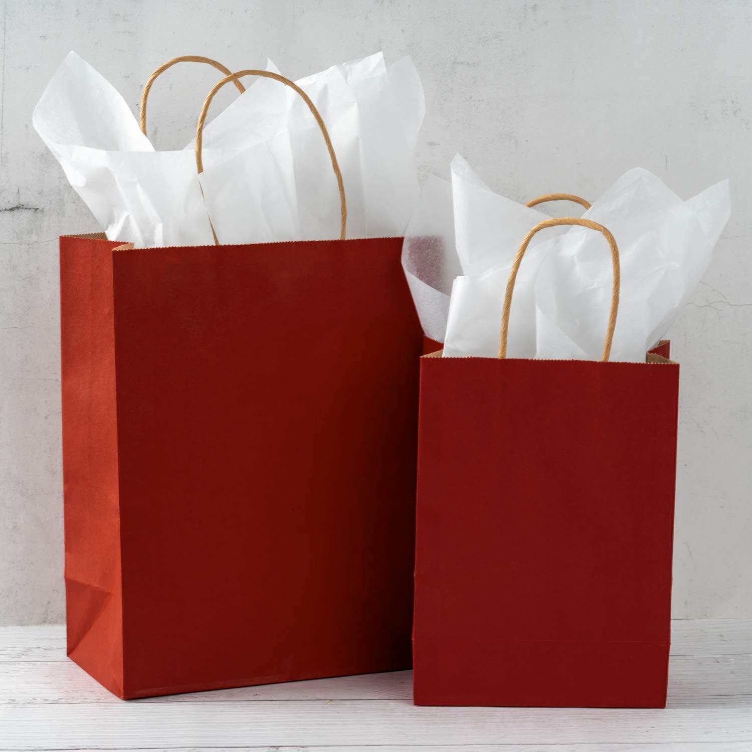 Papiertüten Kraft 15X8X21cm Rot Geschenktüten Hochzeit Geburtstag 25