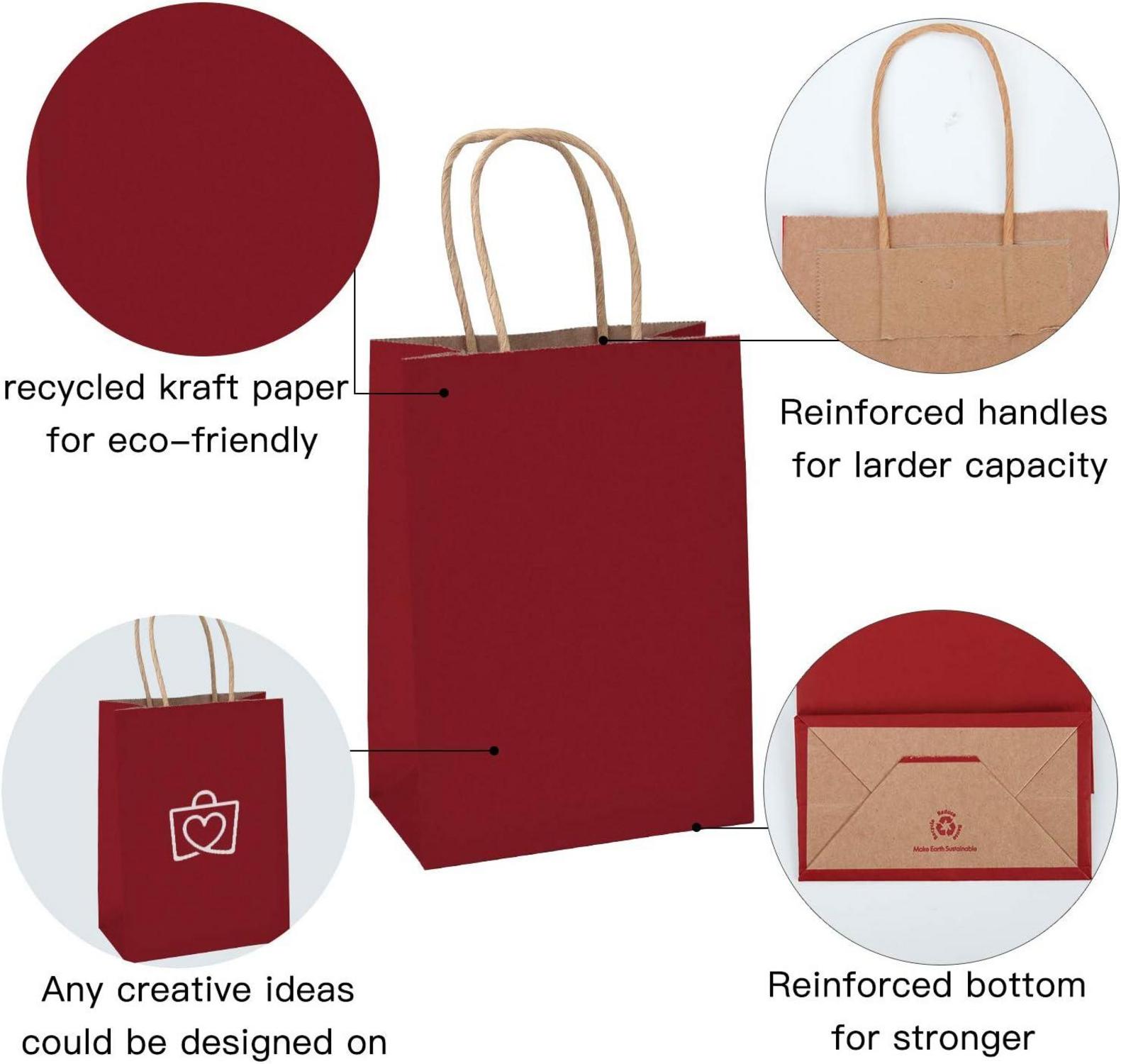 25x Loveinside Kraft Red Geschenktüten 15x8x21 cm Geburtstag Hochzeit