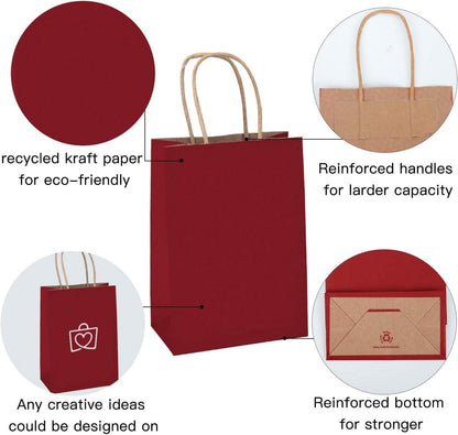 25x Loveinside Kraft Red Geschenktüten 15x8x21 cm Geburtstag Hochzeit