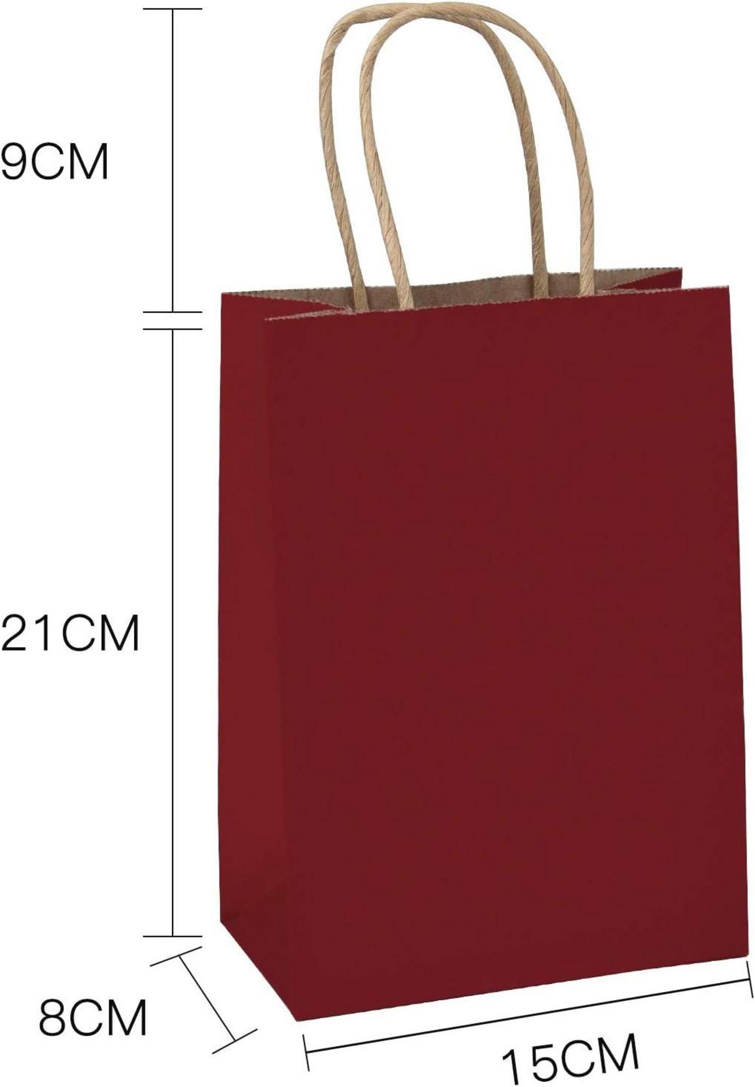 Papiertüten Kraft Red 15x8x21 cm 25er Set - Geschenktüten mit Griffen