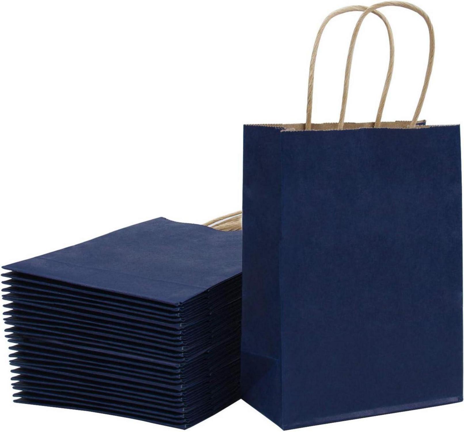 Kraftpapier Geschenktüten 25 Stück/Set 15x8x21cm Marineblau