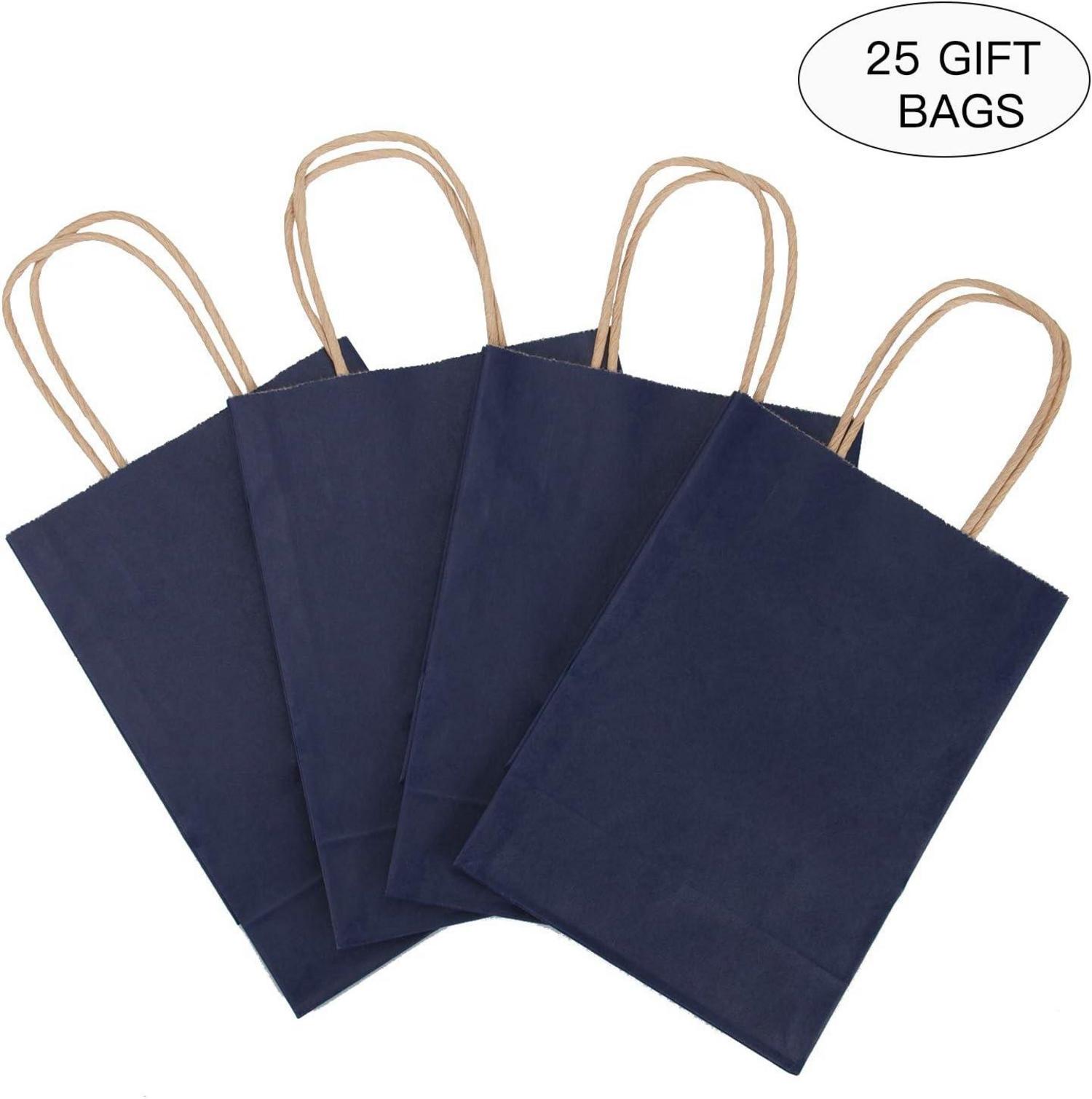 Kraftpapiertüten Navy 15x8x21cm mit Griffen 25 Stück