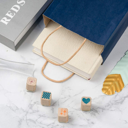 Kleine Kraft Papiertüten 25 Stück Set Navy 15x8x21 cm mit Griffen