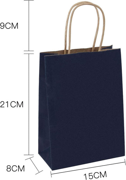 Papiertüten Kraft Navy Geschenktüten Griff 25 Stück/Set