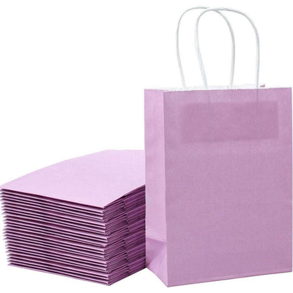 Kraft Geschenktüten Lila 15x8x21 cm 25 Stück mit Griffen