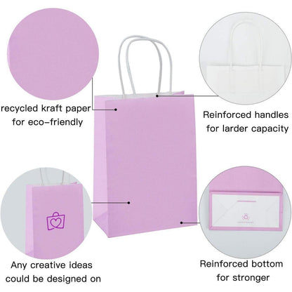 Kraft Geschenktüten Lila 15x8x21 cm 25 Stück mit Griffen