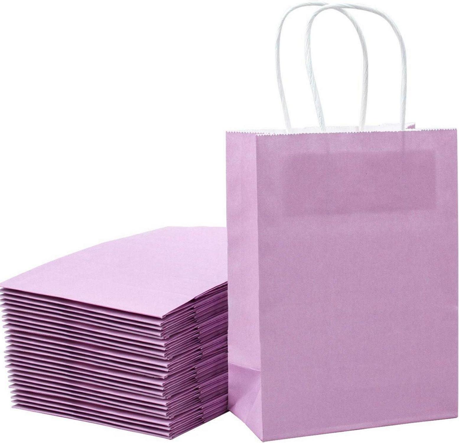 Kleine Lila Kraftpapier Geschenktüten mit Griffen 25 Stück