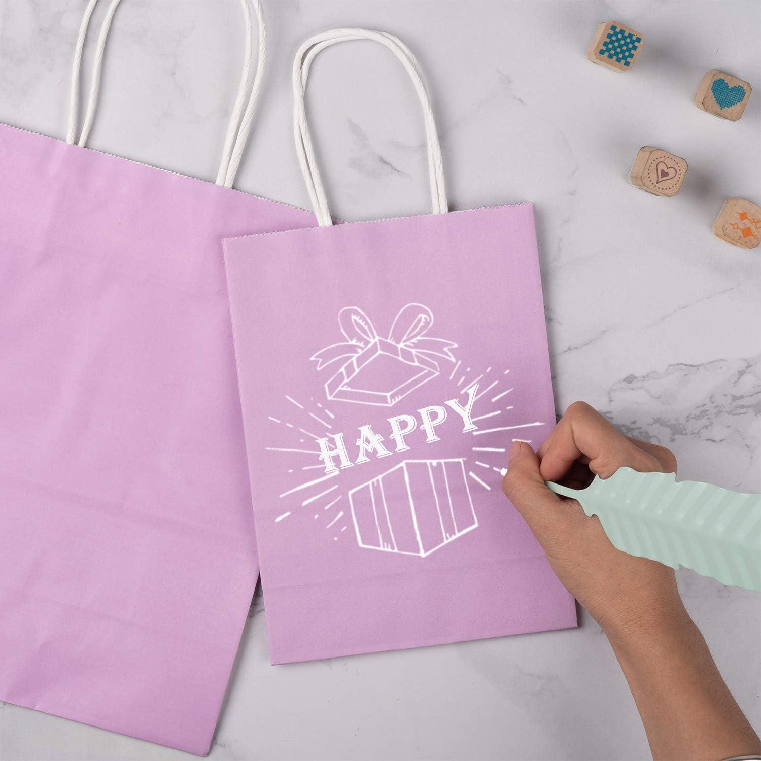 Kraftpapiertüten Lila Geschenktüten 15x8x21 cm mit Griffen 25 Stück