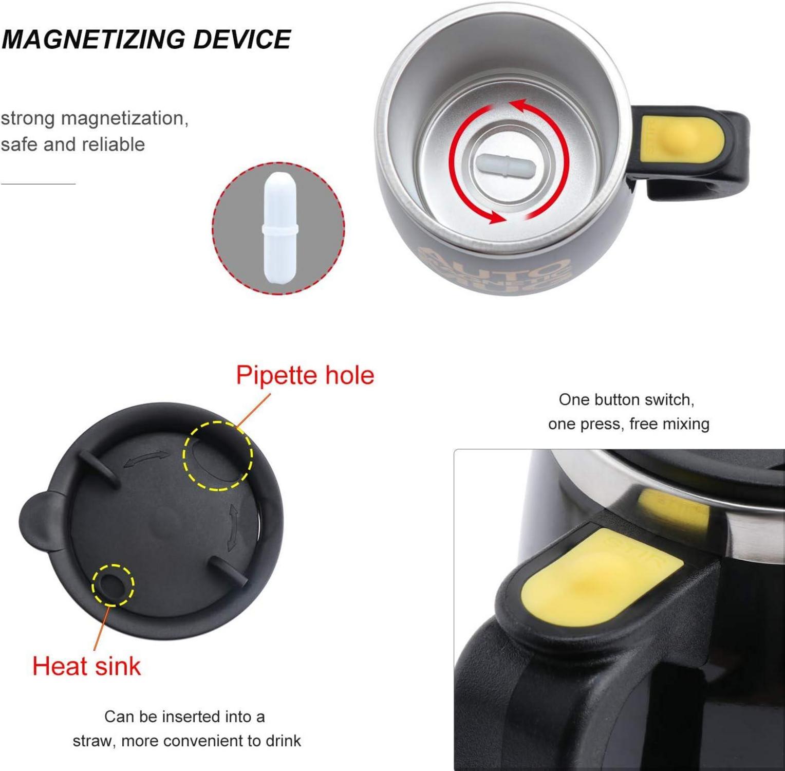 Selbstrührender Kaffeebecher Edelstahl magnetisch 400ML