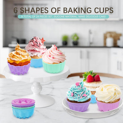 24er Pack Silikonformen Donut Backformen Muffin Cupcake Brot Ei Dessert Cookie - Spülmaschinenfest & hitzebeständig bis 230°C