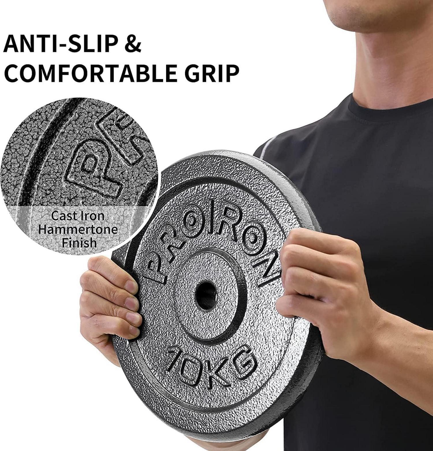 PROIRON Hantelscheiben-Set aus Gusseisen 1,25 kg - 10 kg, 2,5 cm Hantelstange - Verschiedene Größen