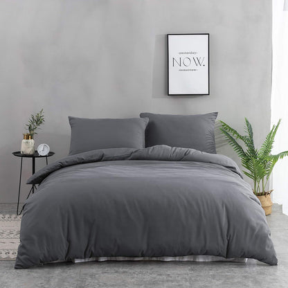 QZY Mikrofaser Bettwäsche Set Grau 200x220 cm 110