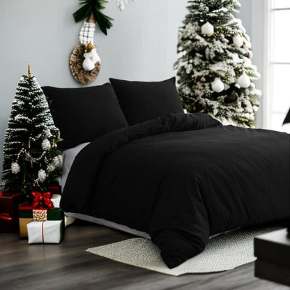 Bettwäsche Set 220x240 cm Schwarz Mikrofaser 110g/m² 2