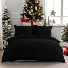 Bettwäsche Set 220x240 cm Schwarz Mikrofaser 110g/m² 2