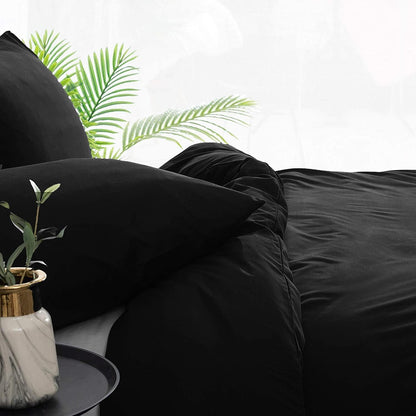 Bettwäsche Mikrofaser Schwarz 200x220 cm 110 g/m² 2 Kissenbezüge