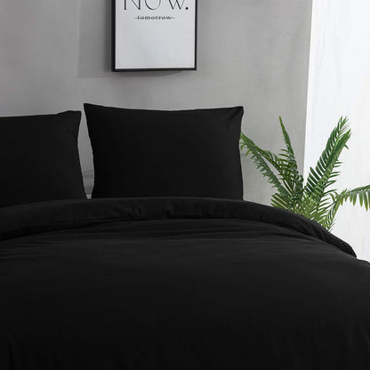 Bettwäsche Mikrofaser 200x220 cm Schwarz 110 g/m² 2 Kopfkissenbezug