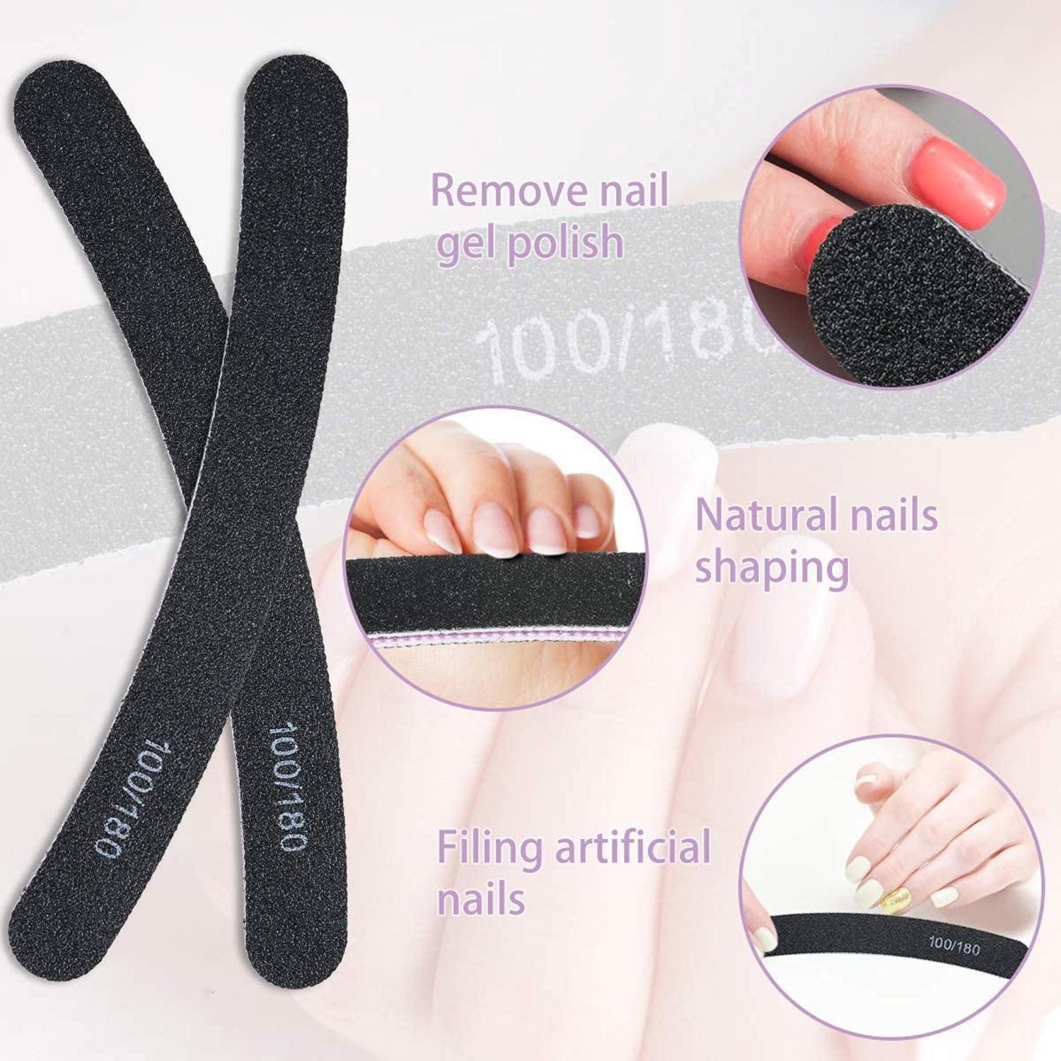 15er Set Nagelfeilen 100/180 Grit Doppelseitige Einweg für Gelnägel Schwarz