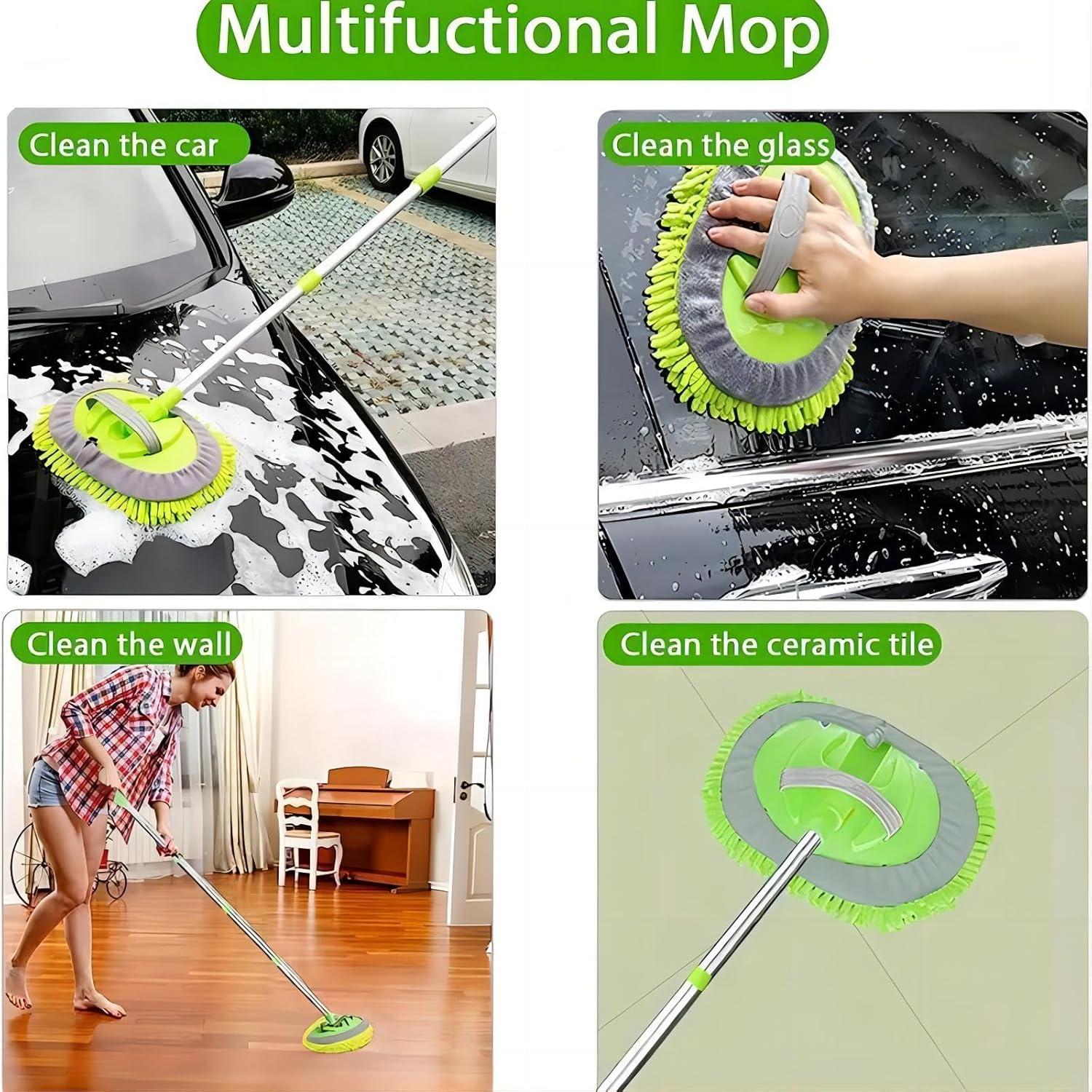 Autowaschbürste Teleskop Mikrofaser Chenille 2-in-1 180° Drehung 160cm