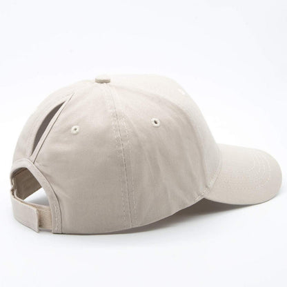 Basecap Damen Pferdeschwanz Baumwolle Beige | Sonnenschutz Kappe