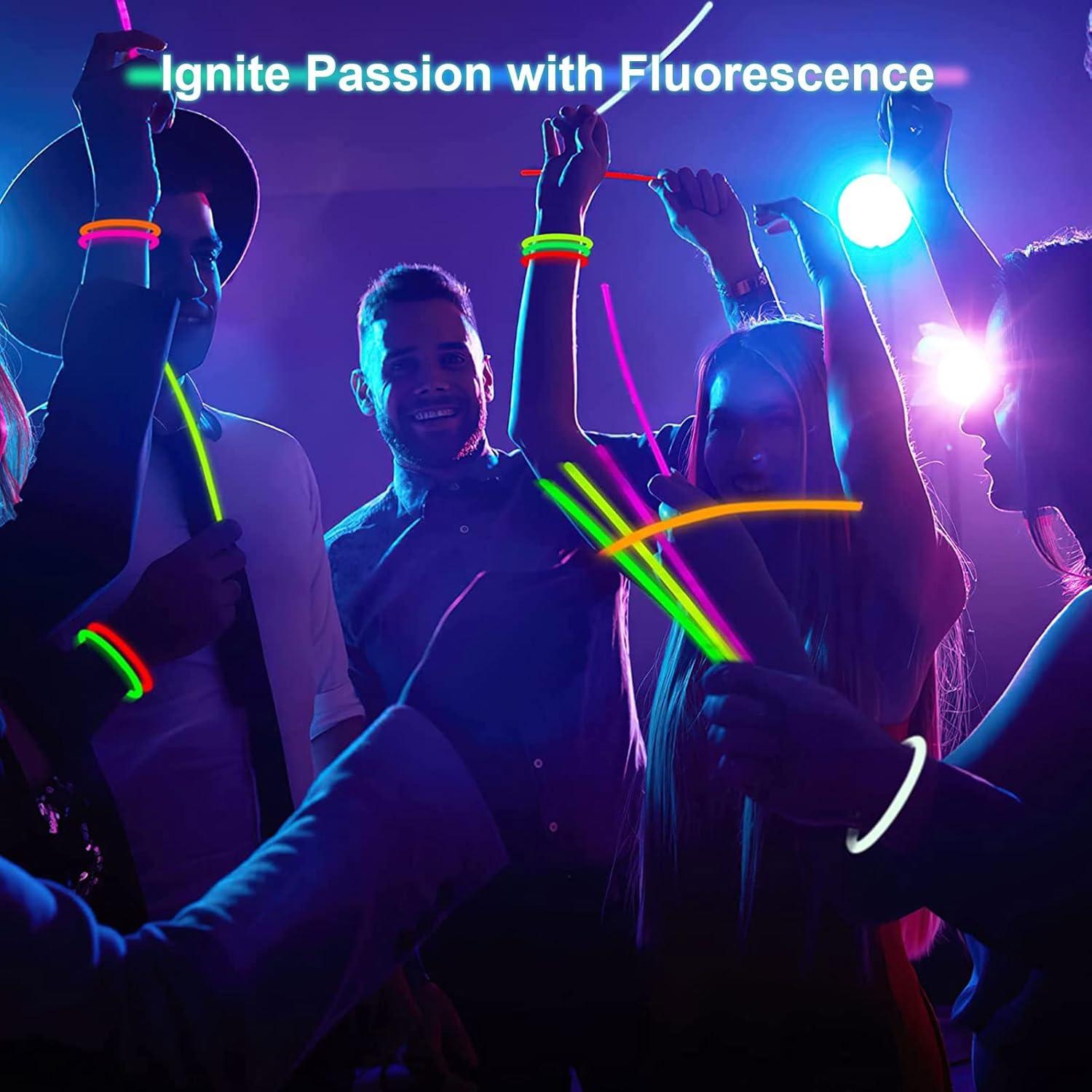 DELEE Knicklichter Party Set 100 Glow Neon Leuchtstäbe für Kinder und Erwachsene