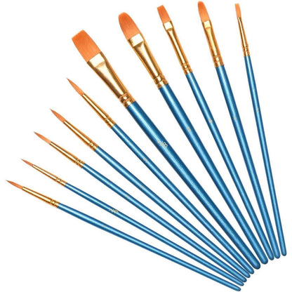Hochwertiges Nylon Pinselset für Malen, 10 Stück