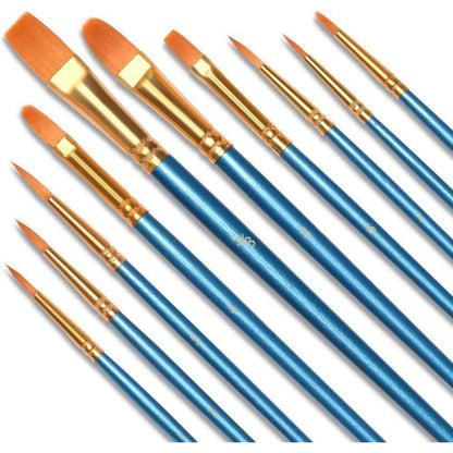 Hochwertiges Nylon Pinselset für Malen, 10 Stück