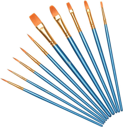 Nylon Pinsel Set - 10 Stück Künstlerpinsel Aquarell Acryl Ölgemälde