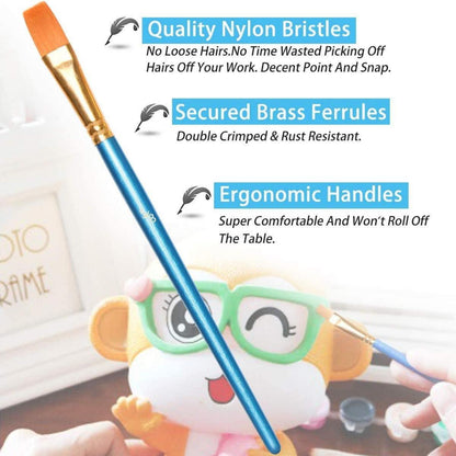 Nylon Pinsel Set - 10 Stück Künstlerpinsel Aquarell Acryl Ölgemälde