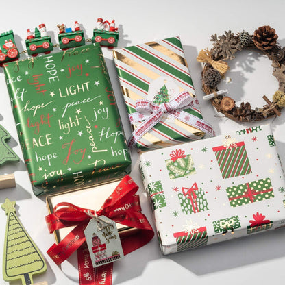 Geschenkpapierrolle Grünes Papier Glitter Metallic Foil 4