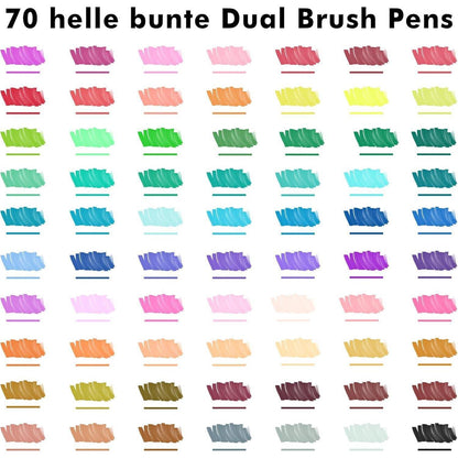 Doppelspitzen Pinselstifte, 70 Farben, Malbuch, Fineliner