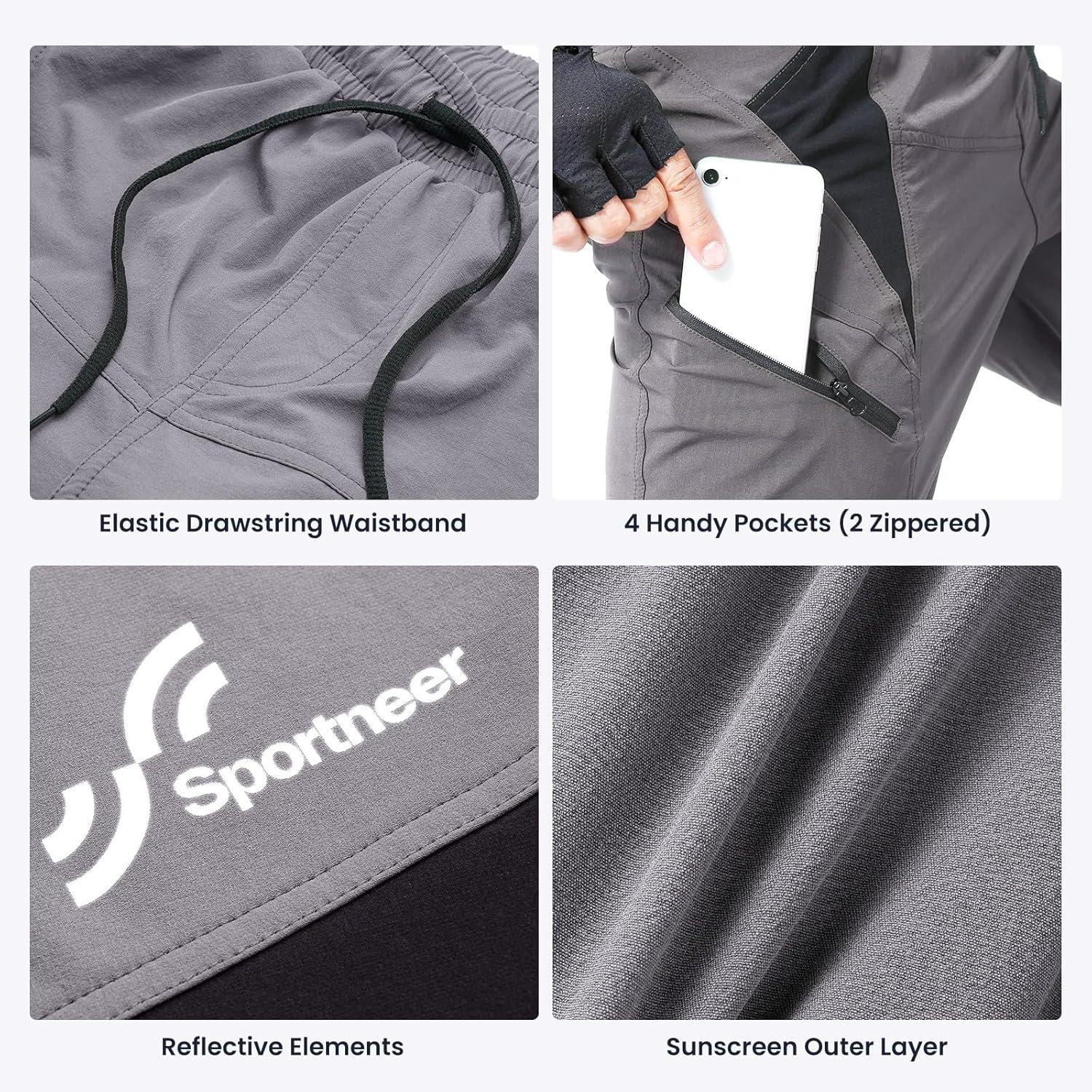 Sportneer MTB-Shorts Herren, Mountainbike Fahrrad-Shorts 3D gepolstert M Grau