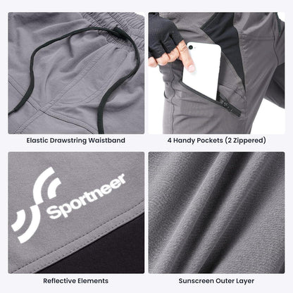 Sportneer MTB-Shorts Herren, Mountainbike Fahrrad-Shorts 3D gepolstert M Grau