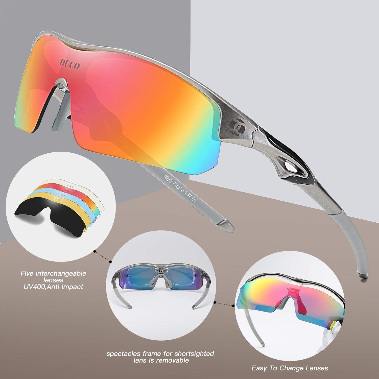 Sportbrille Herren Damen Fahrradbrille 5 Gläser UV400