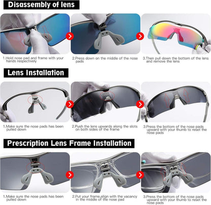 DUCO Fahrradbrille Sportbrille Outdoor Sonnenbrille UV400 5 Gläser Herren Damen