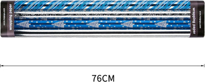 Geschenkpapierrolle Silberne Schneeflocke Blaues Streifenpapier