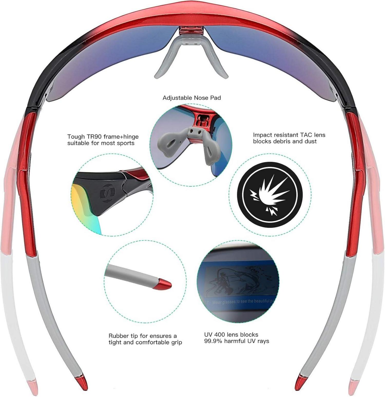 Sportbrille mit 5 austauschbaren Gläsern UV400 - Leichtgewichtiges