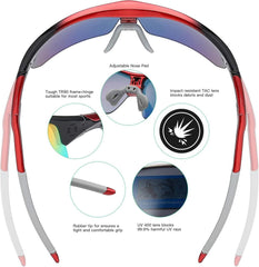 Sportbrille mit 5 austauschbaren Gläsern UV400 - Leichtgewichtiges