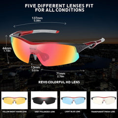 DUCO Sportbrille Fahrradbrille Outdoor Sonnenbrille UV400 mit 5 Gläsern