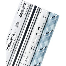 Silber-Blaues Glitter Geschenkpapierrolle - 4 Rollen