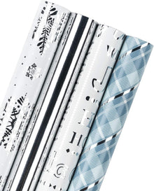 Geschenkpapierrolle Silber Blaues Rasterpapier Glitter Metallic Shine