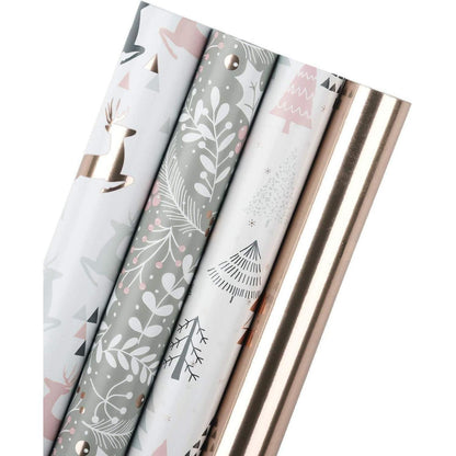Rosa Graues Hirsch Geschenkpapierrolle Glitzer Metallfolie 4