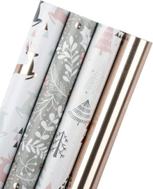 Geschenkpapierrolle Rosa Graues Hirschpapier Glitzer Metallfolie 4
