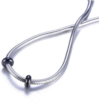 925 Sterling Silber Gummi Spacer Stopper Charm, 2er Set - Schwarz - ST014C