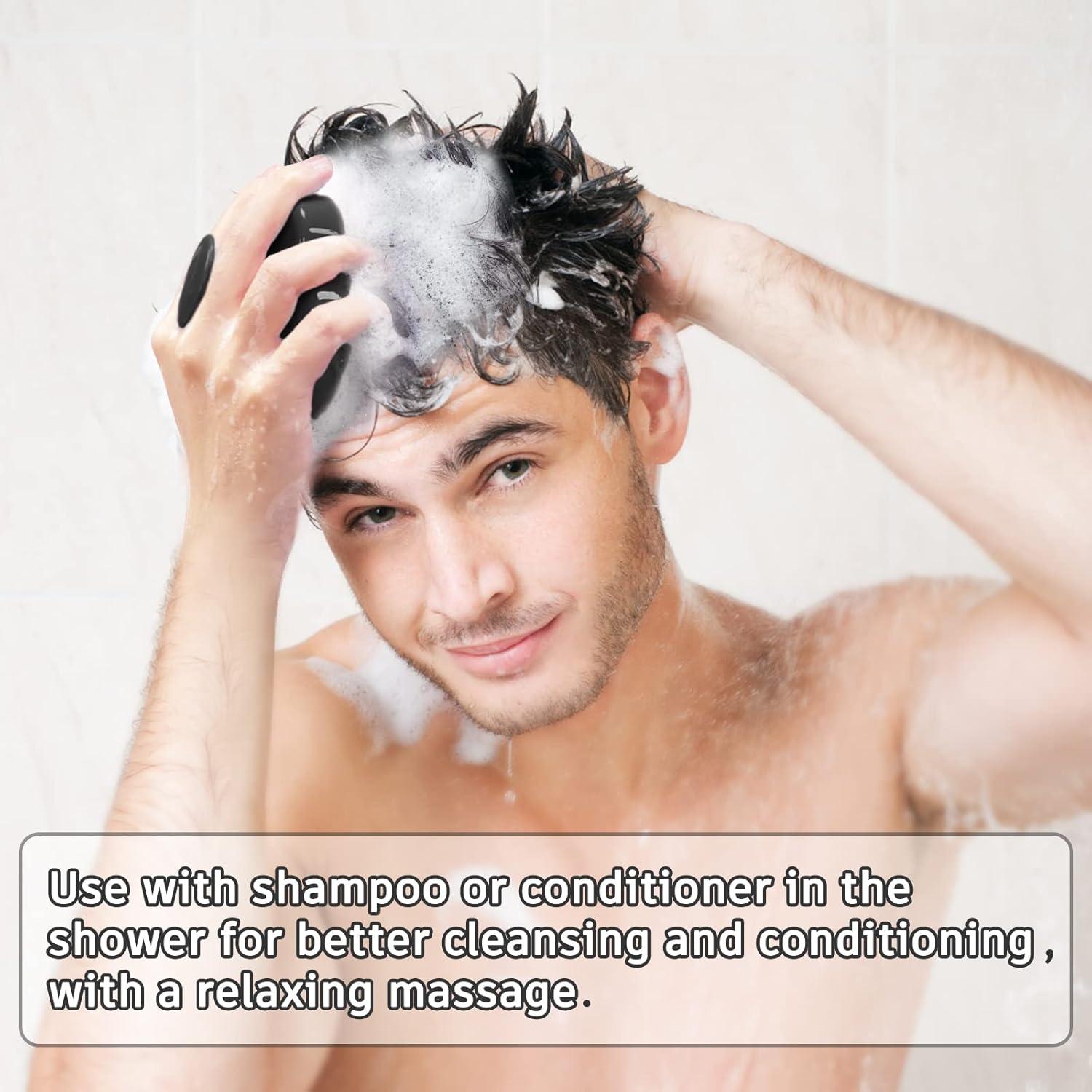 Kopfhaut Massage Bürste Silikonborsten Peeling Haarwachstum Schwarz
