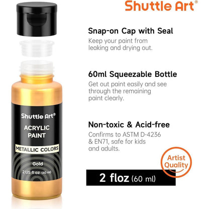 Shuttle Art Metallic Acrylfarben Set 20 Farben 60 ml mit