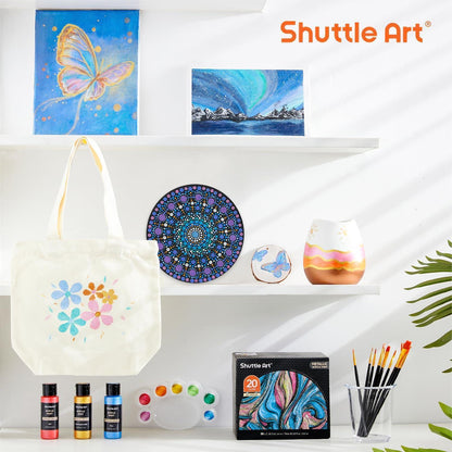 Shuttle Art Metallic Acrylfarben Set 20 Farben 60 ml mit